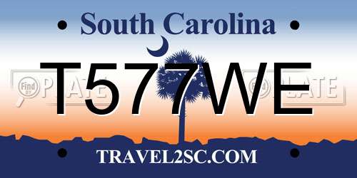 T577WE South Carolina License Plate