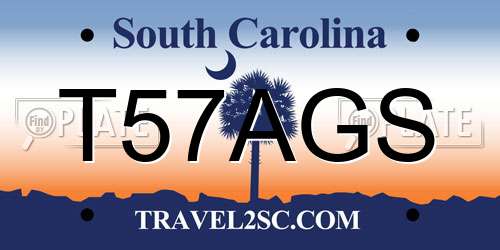 T57AGS South Carolina License Plate