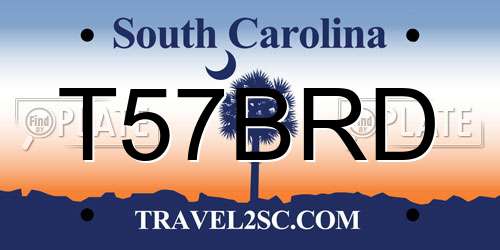 T57BRD South Carolina License Plate