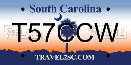 T57CCW South Carolina License Plate