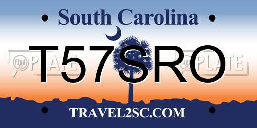 T57SRO South Carolina License Plate