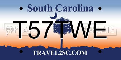 T57TWE South Carolina License Plate