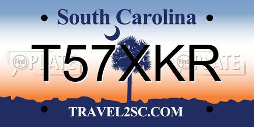 T57XKR South Carolina License Plate