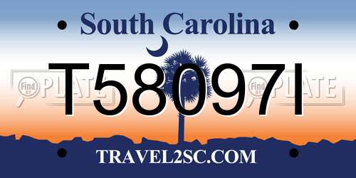 T58097I South Carolina License Plate