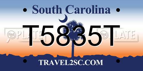 T5835T South Carolina License Plate