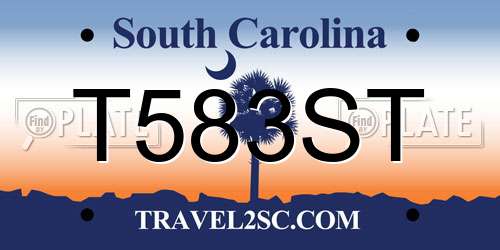 T583ST South Carolina License Plate