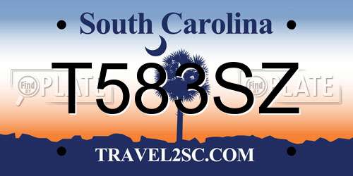 T583SZ South Carolina License Plate