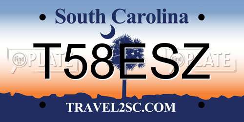 T58ESZ South Carolina License Plate