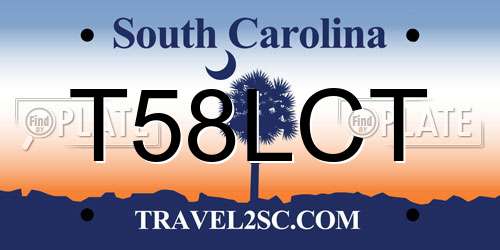 T58LCT South Carolina License Plate