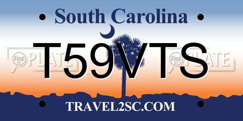 T59VTS South Carolina License Plate