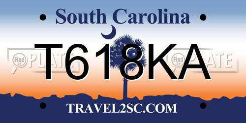 T618KA South Carolina License Plate