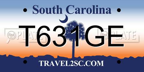 T631GE South Carolina License Plate