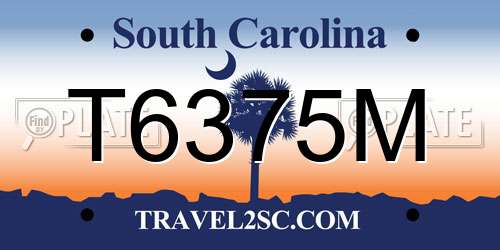 T6375M South Carolina License Plate