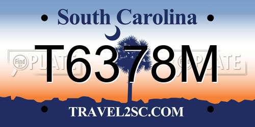 T6378M South Carolina License Plate