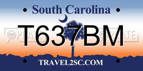 T637BM South Carolina License Plate