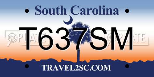 T637SM South Carolina License Plate