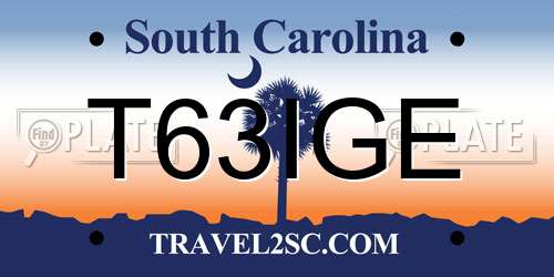 T63IGE South Carolina License Plate