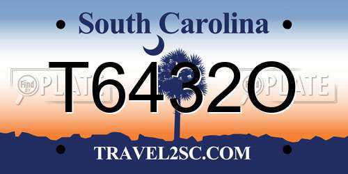 T6432O South Carolina License Plate