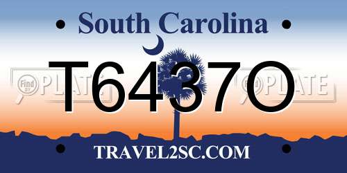 T6437O South Carolina License Plate
