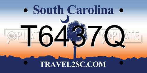 T6437Q South Carolina License Plate