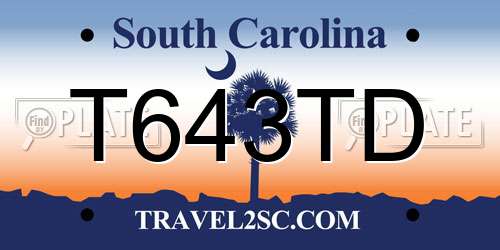 T643TD South Carolina License Plate