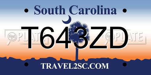 T643ZD South Carolina License Plate