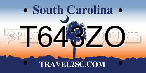T643ZO South Carolina License Plate