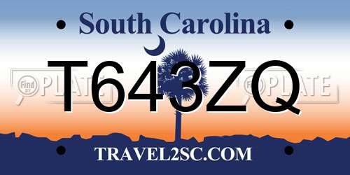 T643ZQ South Carolina License Plate