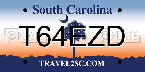 T64EZD South Carolina License Plate