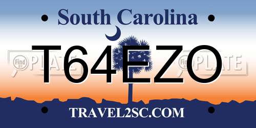 T64EZO South Carolina License Plate