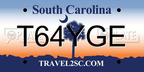 T64YGE South Carolina License Plate