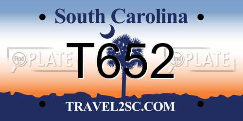 T652 South Carolina License Plate
