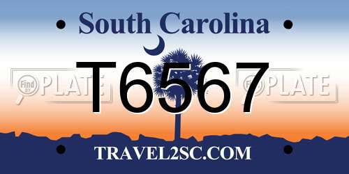 T6567 South Carolina License Plate