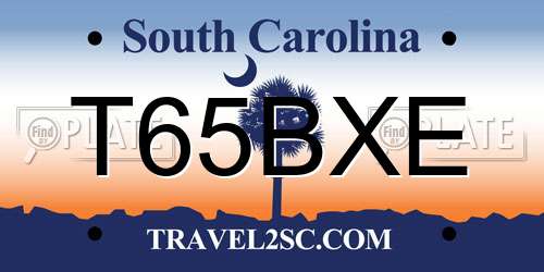 T65BXE South Carolina License Plate