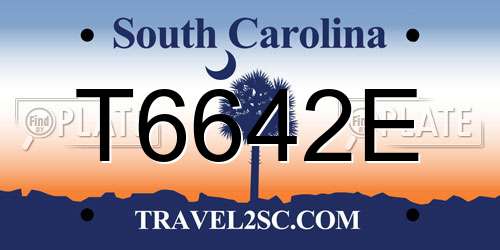 T6642E South Carolina License Plate