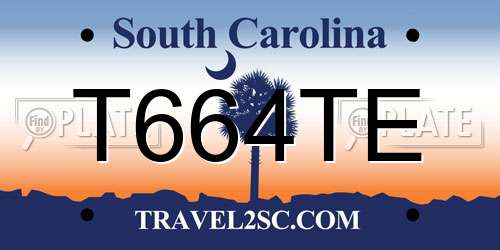T664TE South Carolina License Plate