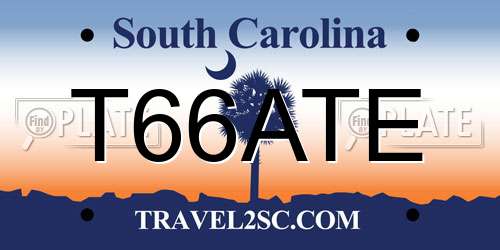 T66ATE South Carolina License Plate