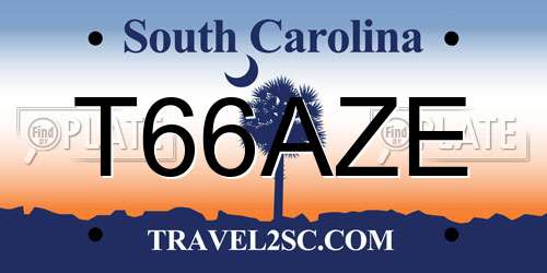 T66AZE South Carolina License Plate