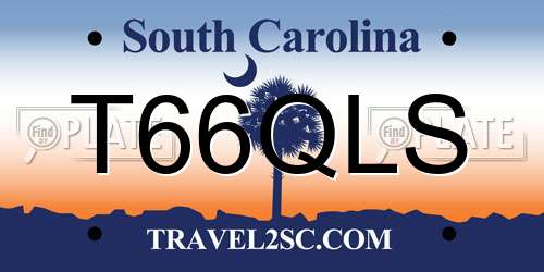 T66QLS South Carolina License Plate