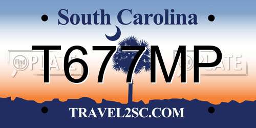 T677MP South Carolina License Plate