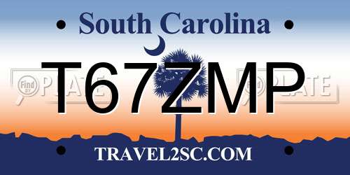 T67ZMP South Carolina License Plate