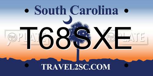 T68SXE South Carolina License Plate