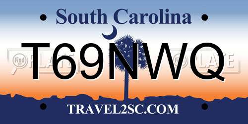 T69NWQ South Carolina License Plate