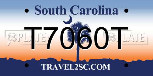 T7060T South Carolina License Plate