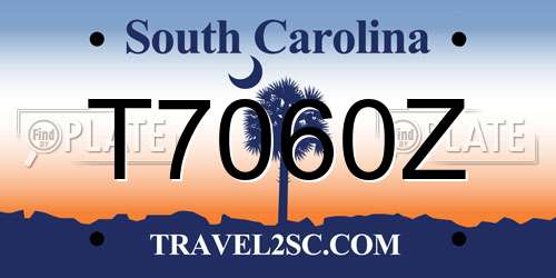 T7060Z South Carolina License Plate