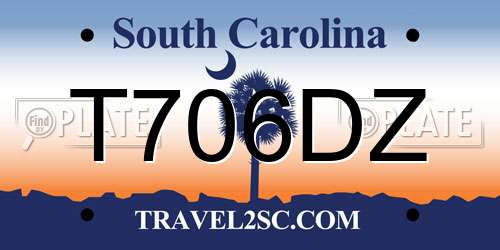 T706DZ South Carolina License Plate