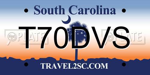 T70DVS South Carolina License Plate
