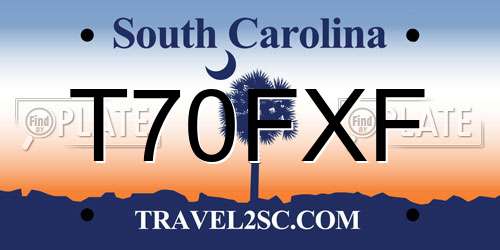 T70FXF South Carolina License Plate
