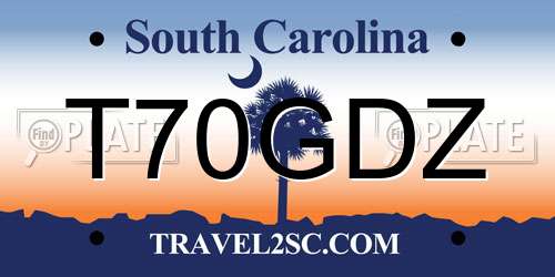 T70GDZ South Carolina License Plate