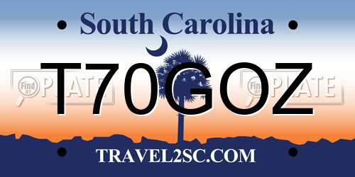 T70GOZ South Carolina License Plate